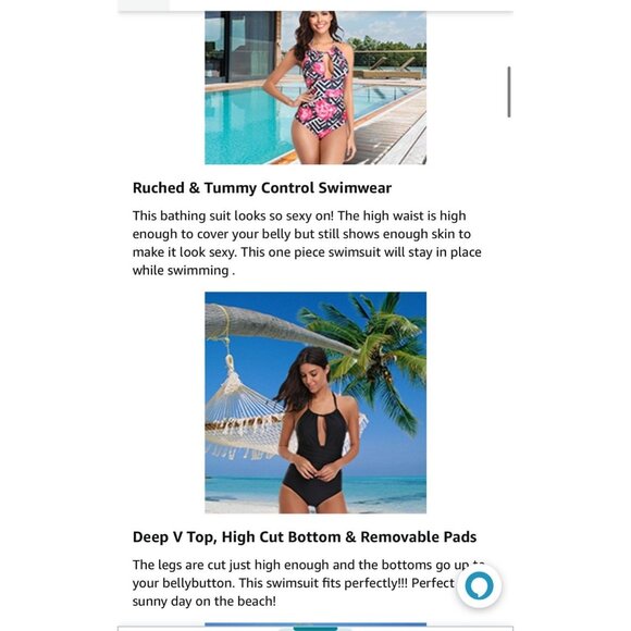 🍒 2/$20 New Women's One Piece Tummy Control Halter Top Bathing Suit Pink Floral - Picture 4 of 6